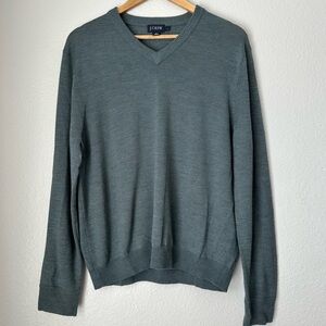 J. Crew V-Neck Pullover 100% Wool Sweater Large preppy shirt Academia school boy